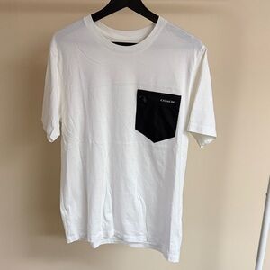 Coach Men's Tee in White with Black Accent Pocket Medium